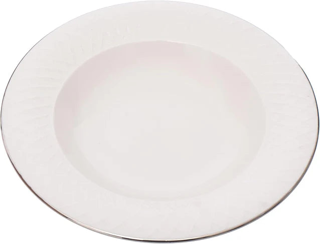 طبق عميق عاجي من تونسي جراند سيكل - حافة بلاتينية، 22 سم