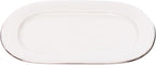 Tunisie Artemis Ivory Oval Serving Plate - Platinum Rim, 33cm