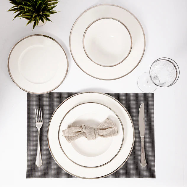 Tunisie Leila Dinner Set with Platinum Rim - 20 Pieces for 6 People