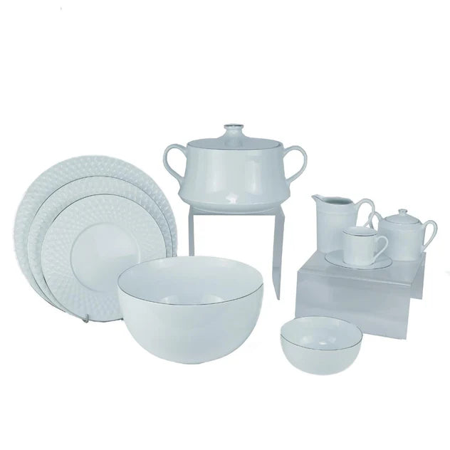 Tunisie Brillio Dinner Set with Platinum Rim - 29 Pieces for 6 People