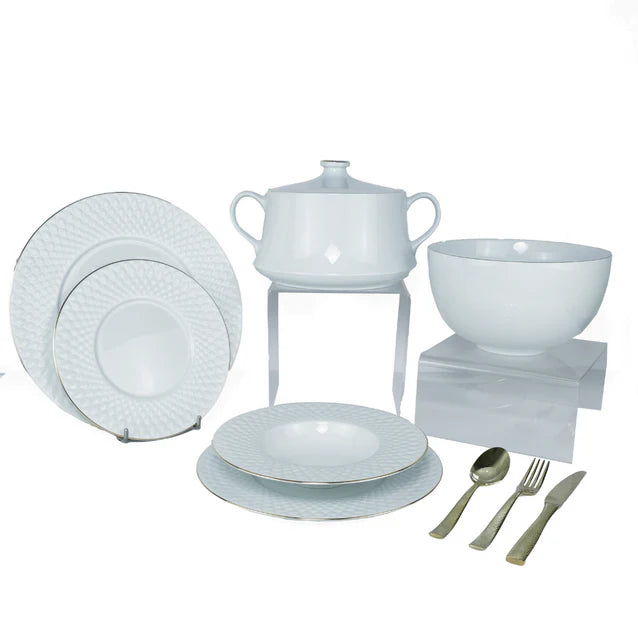 Tunisie Brillio Dinner Set with Gold Rim - 21 Pieces for 6 People