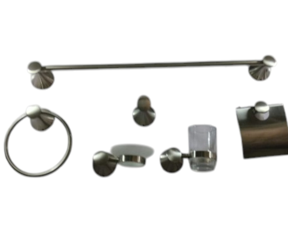 6 pieces bathroom set matt silver
