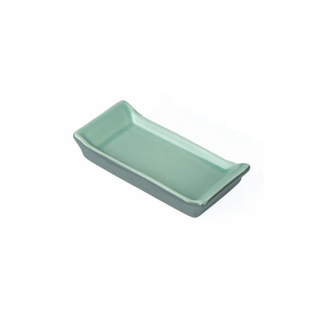 Faria & Bento Rectangular Plate - Green x Grey, 13x5.5cm