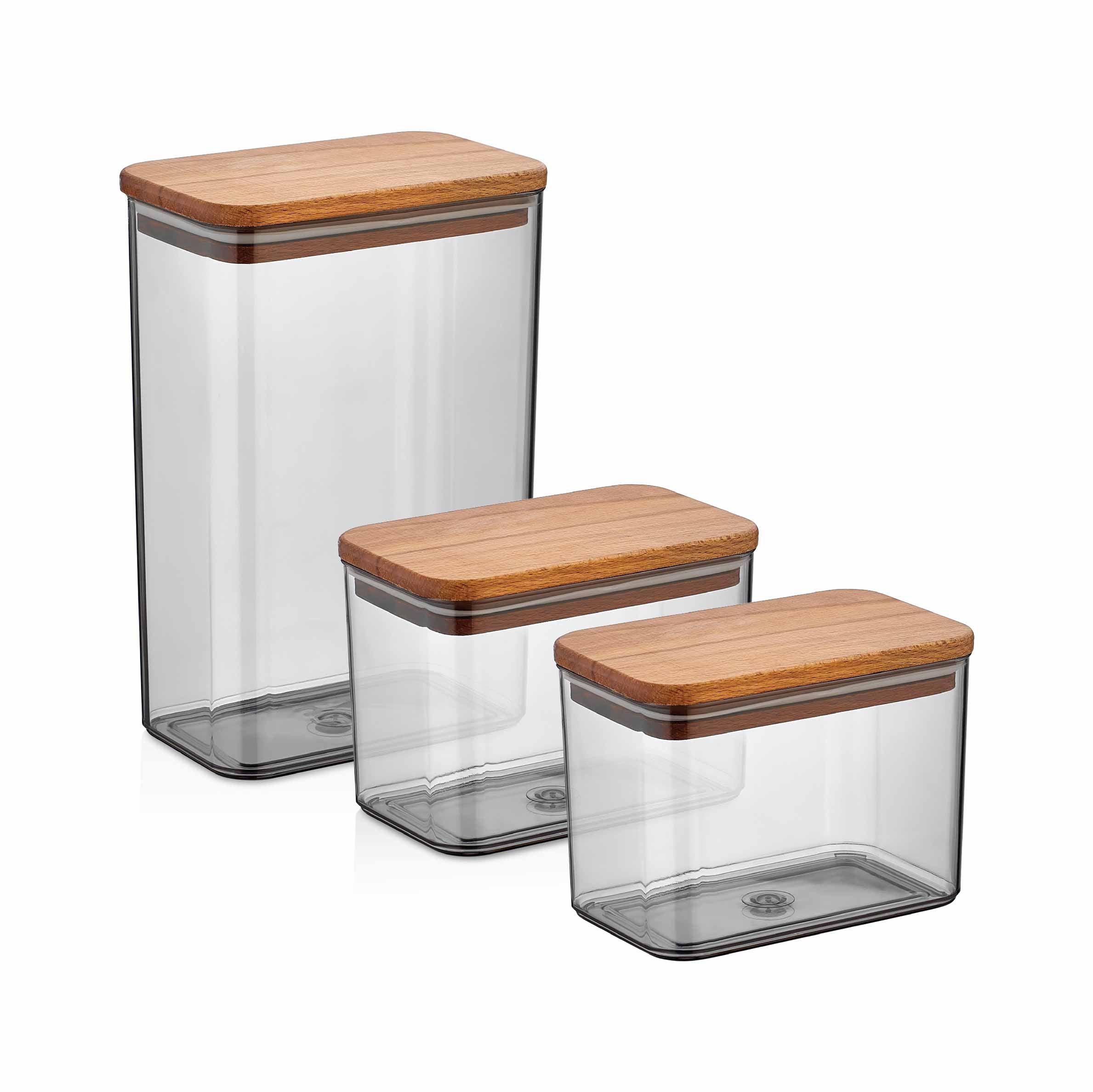 Ivy Food Container Set 2,1L – 0,9L x 2 / Wood Lid