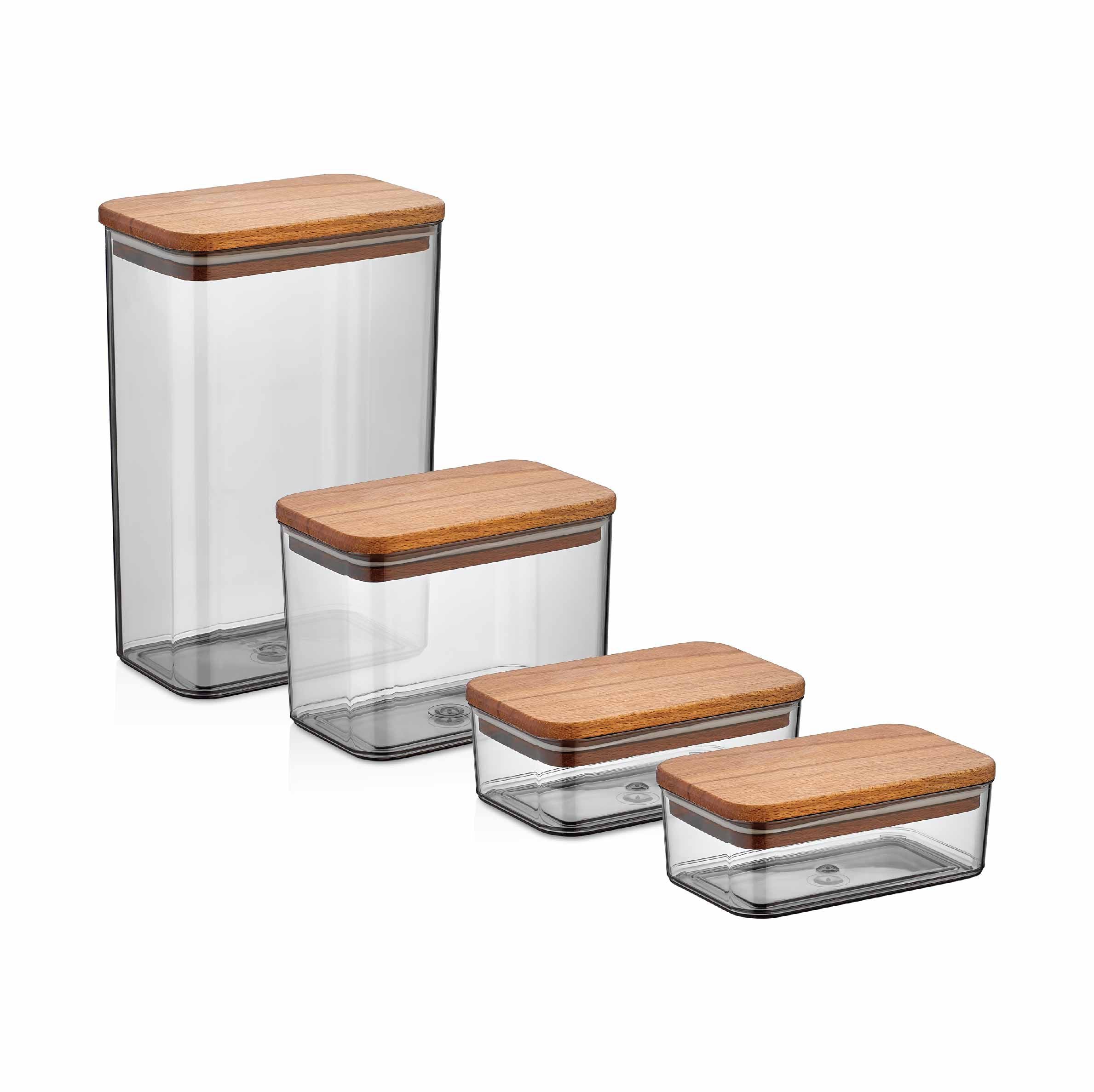 Ivy Food Container Set 2,1L / 0,9L / 0,35L x 2, Wood Lid