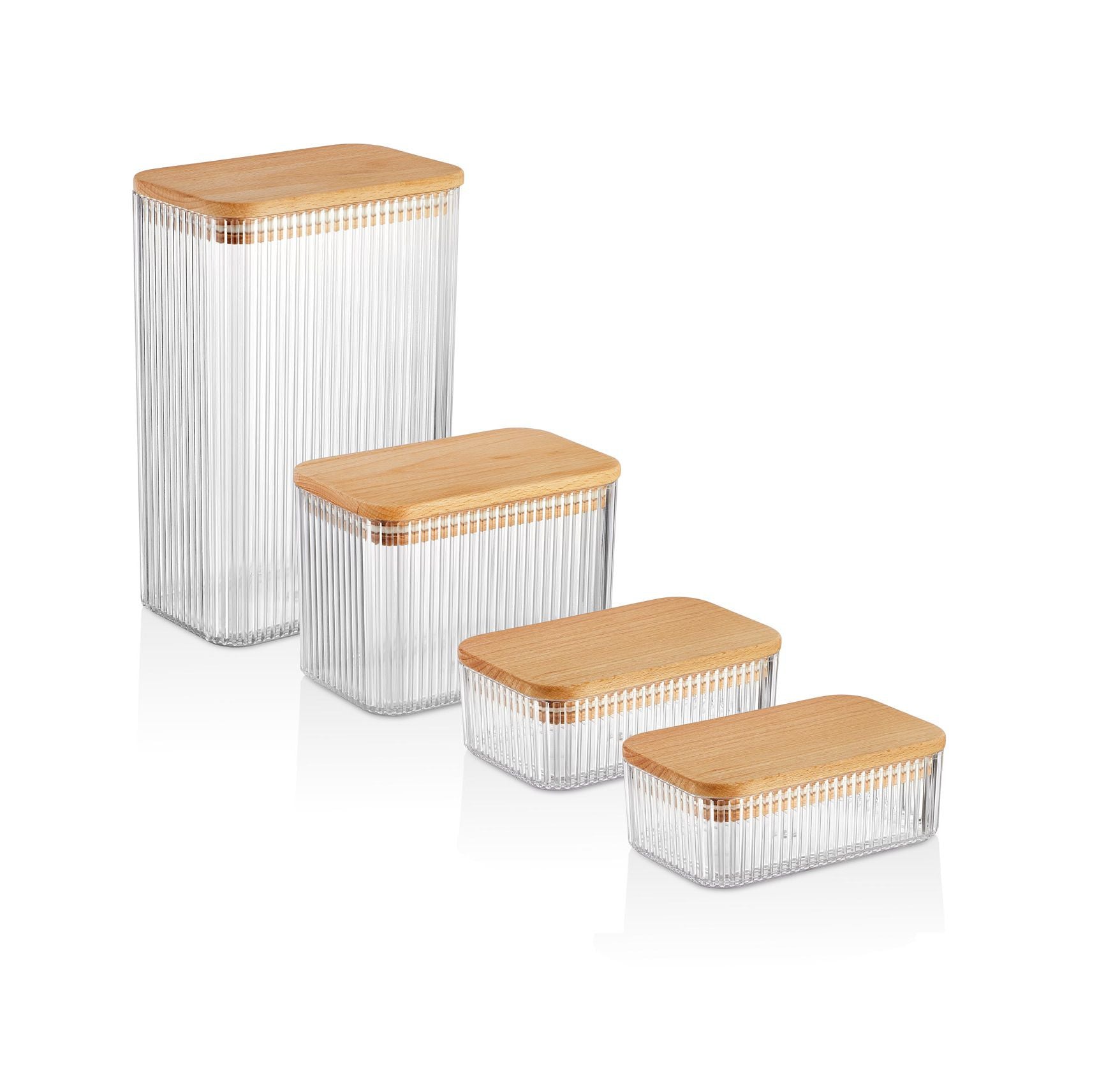 Ivy Food Container Set 2,1L / 0,9L / 0,35L x 2, Wood Lid