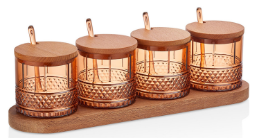 Ruby Spice Jar Set of 4 with Spoons W70S4