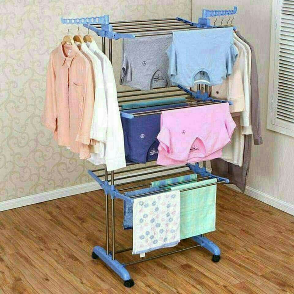 Three levels clothes drying stand
