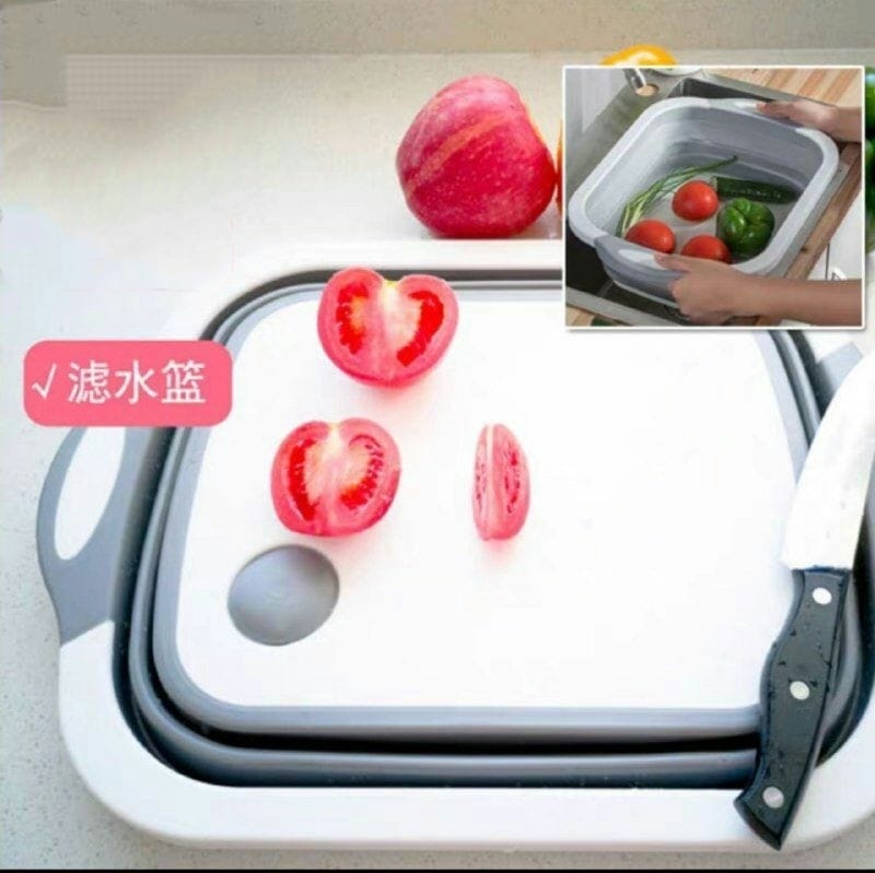 Collapsible Cutting Board with Colander