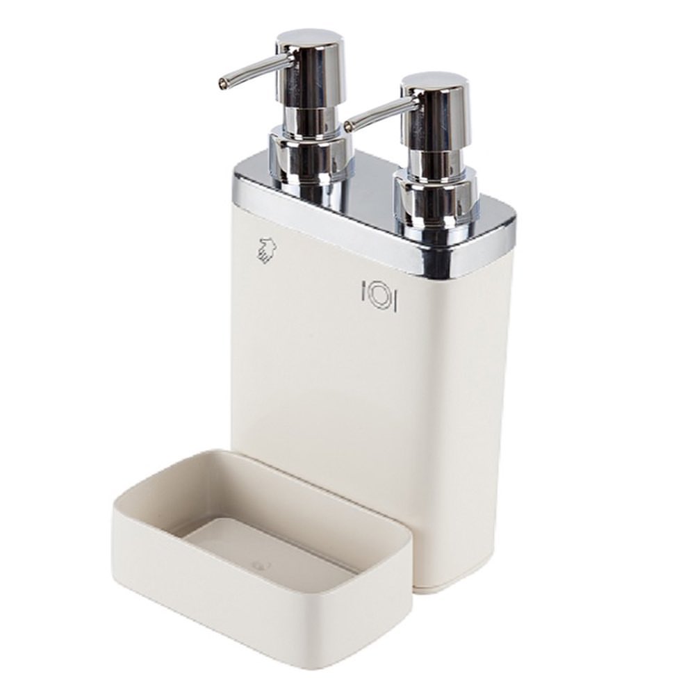 Primanova Viva 2-Liquid Soap Dispenser With Sponge Holder - Beige color