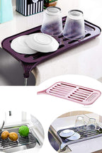 Washbasin Edge Dish Drying Rack With Water Drain