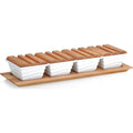 4 pieces Porcelain Serving Bowl With Bamboo Tray
