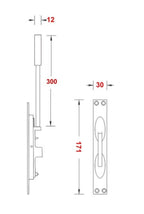 Brass flush bolt with rod steel doors
