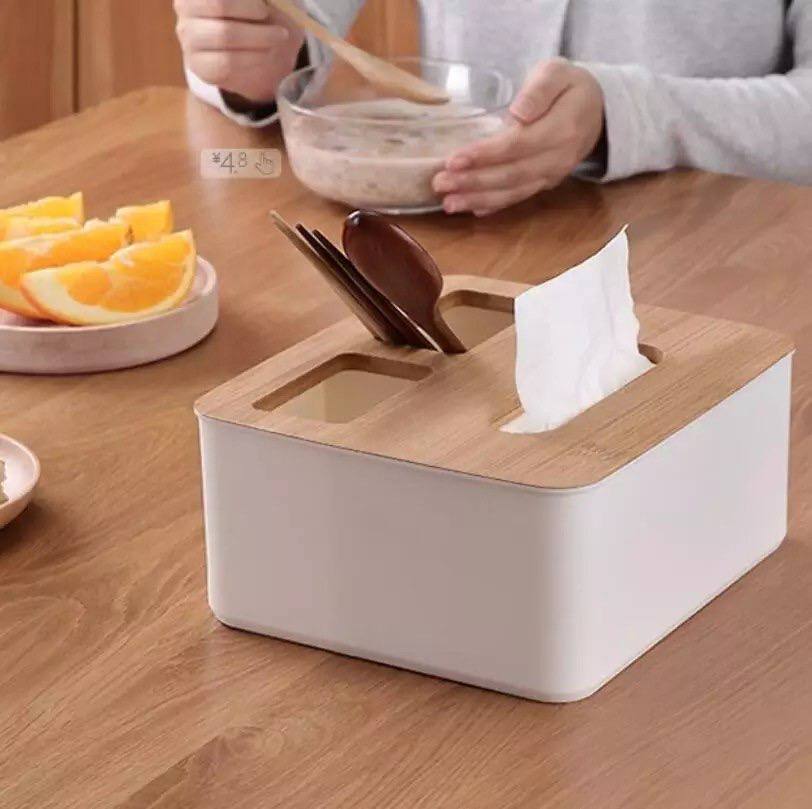 Tissue box and remote organizer