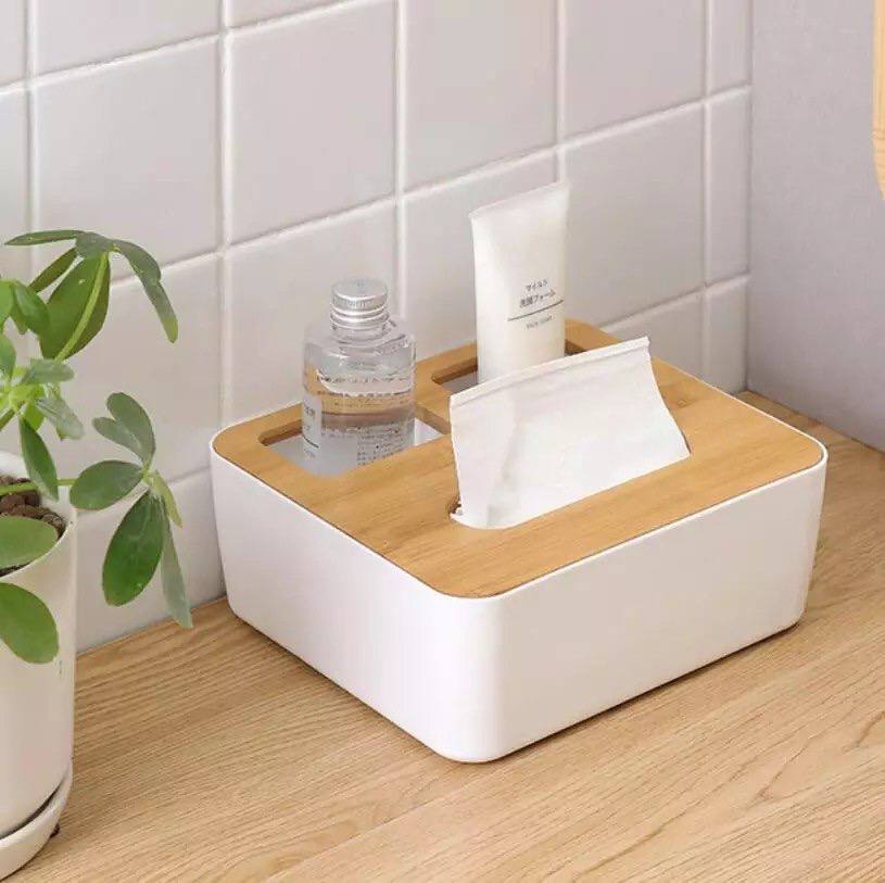 Tissue box and remote organizer