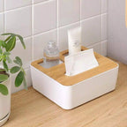 Tissue box and remote organizer