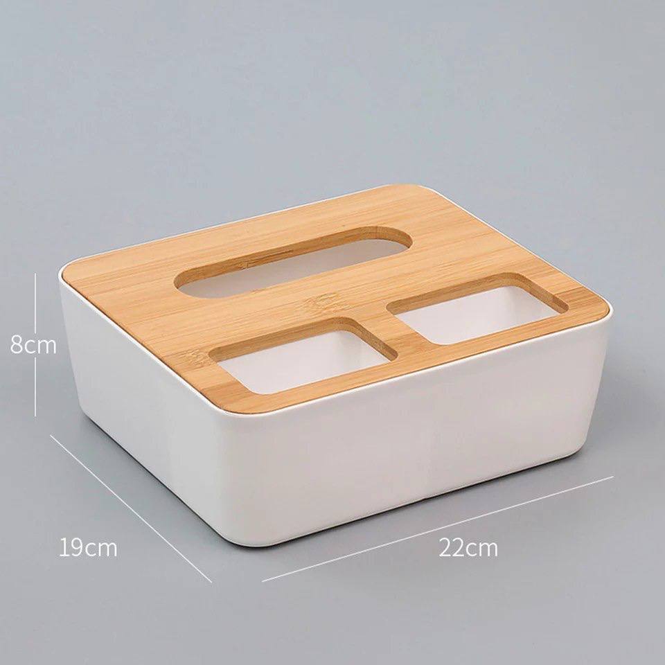 Tissue box and remote organizer