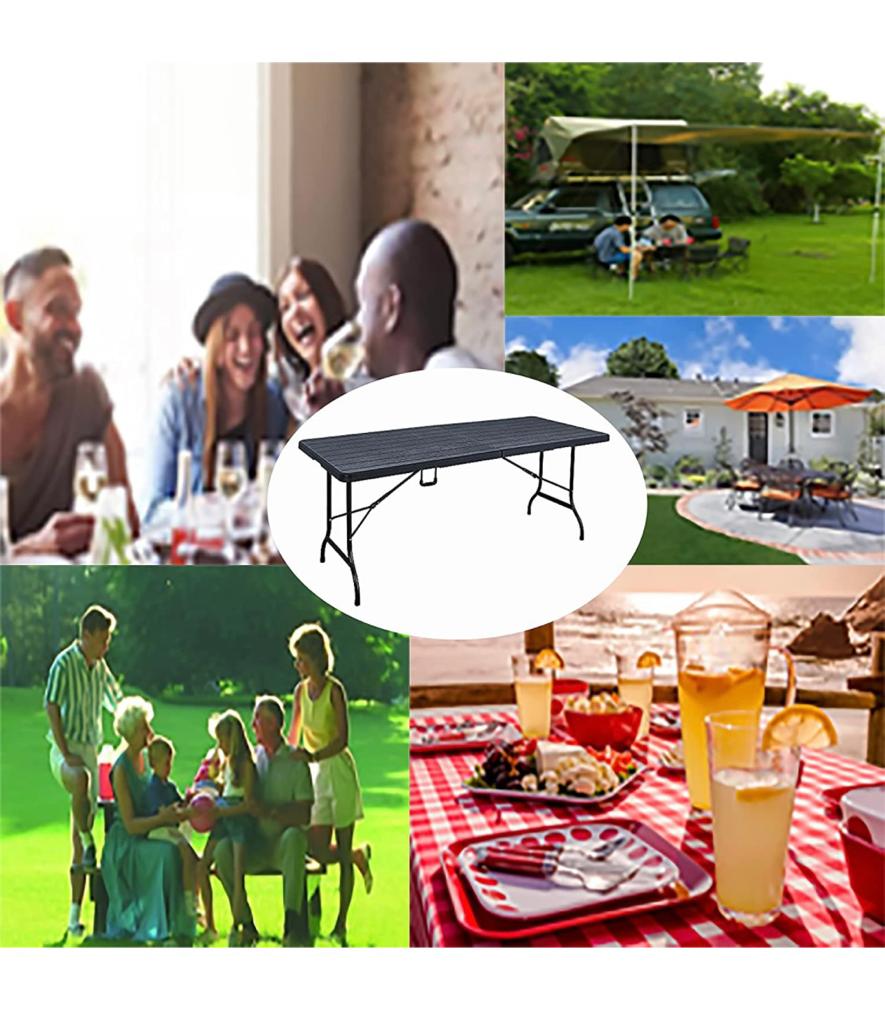 Portable Plastic Folding Table Black