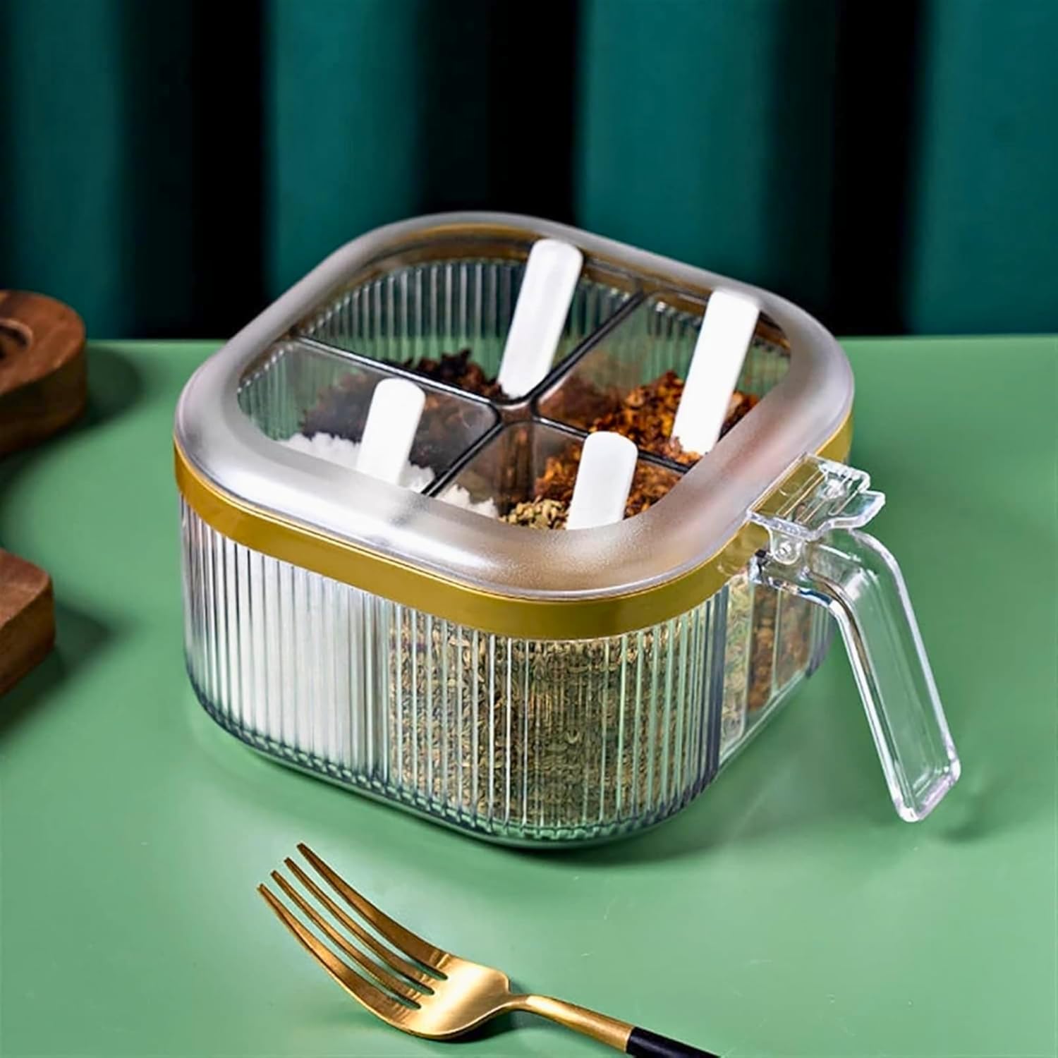 4-compartment acrylic spice organizer