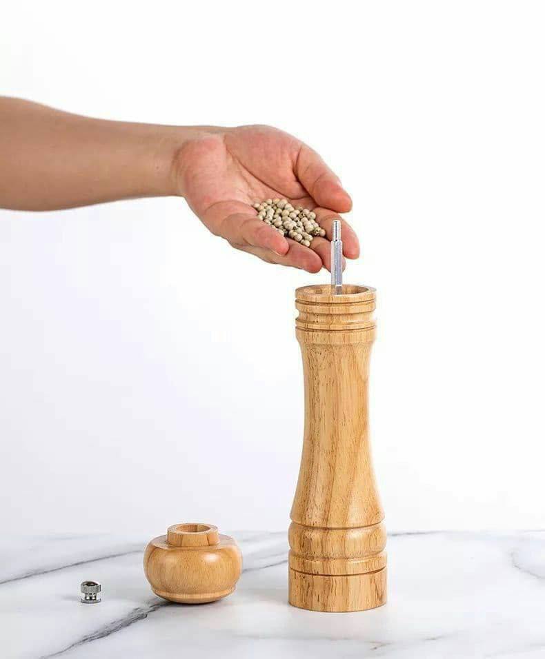 Wooden pepper mill.