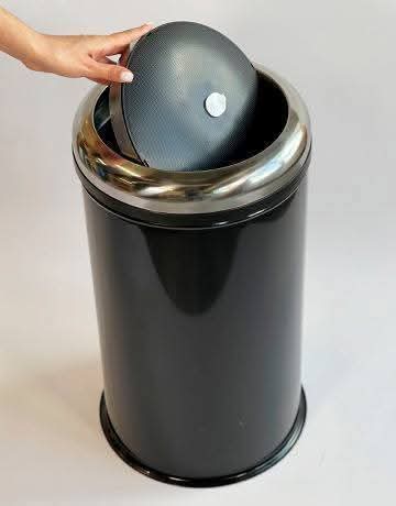trashcan Stainless Steel Flap 45 L black