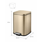 Stainless square pedal basket, Champagne , 6 litres
