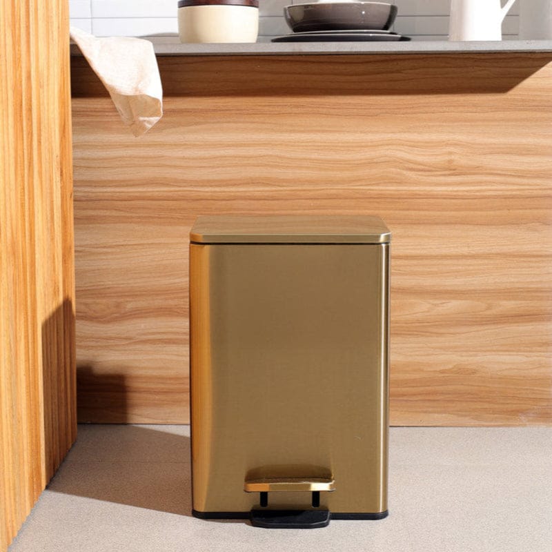 Stainless square pedal basket, Gold , 6 litres