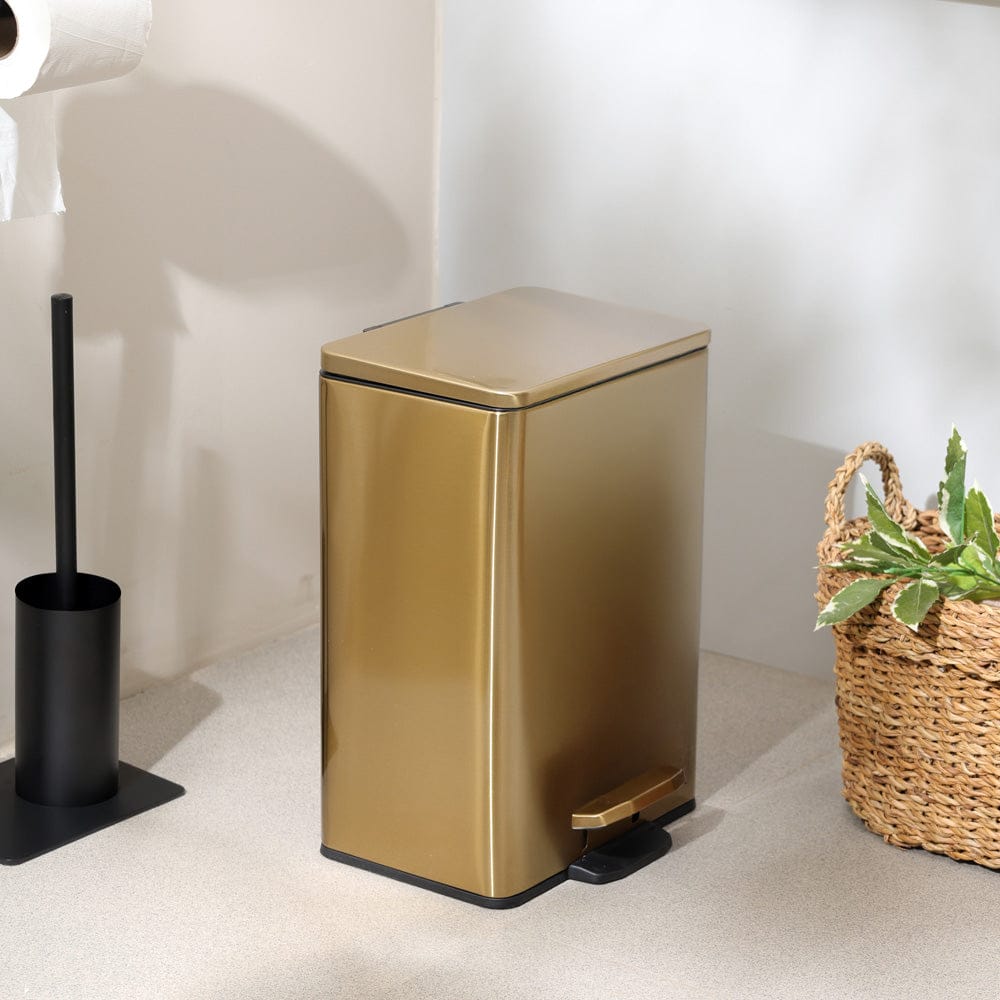 Stainless square pedal basket, Gold , 12 litres