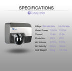 مجفف الأيدي الأوتوماتيكي XINDA GSQ 250 ذو الفرشاة