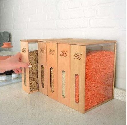 Wooden grain container acrylic