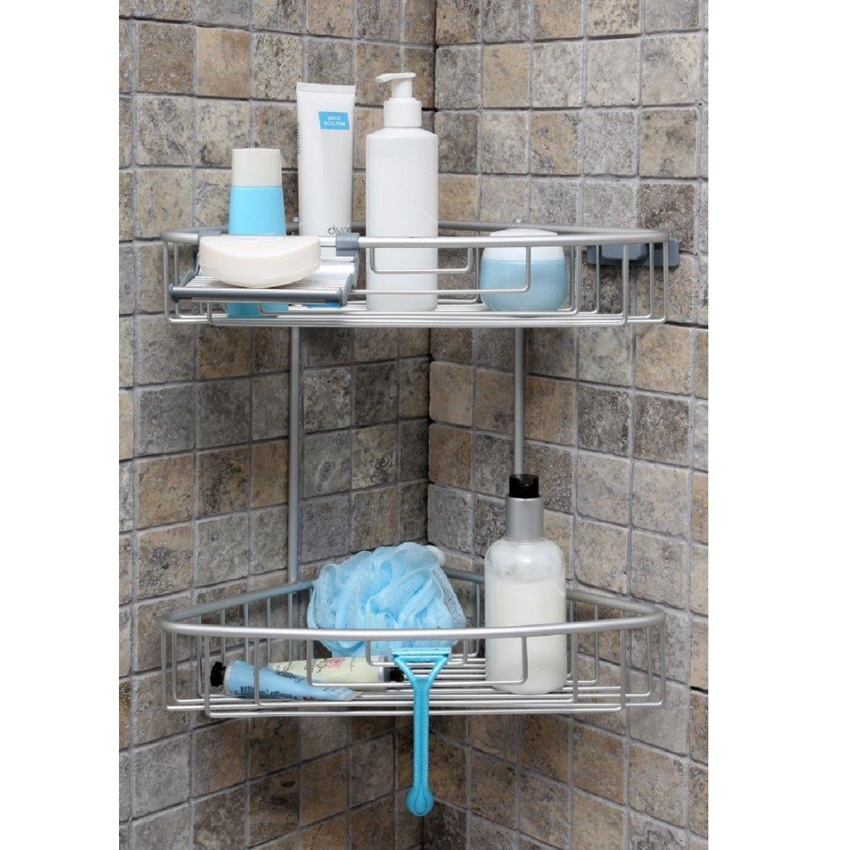 Aluminum Bathroom Shelf 2 Pieces Matte Anodized Paloma Primanova