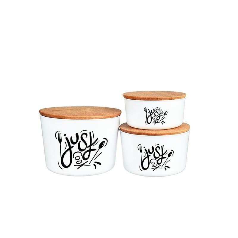 Legumes container set, 3 pieces, wood cover