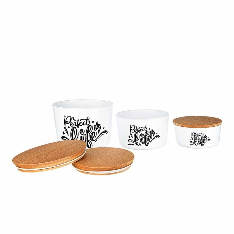Legumes container set, 3 pieces, wood cover