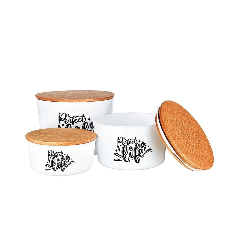Legumes container set, 3 pieces, wood cover
