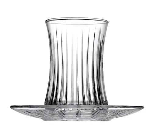 Pasabahce Elysia Tea Glass & Saucer Set - 6 pieces, 170ml