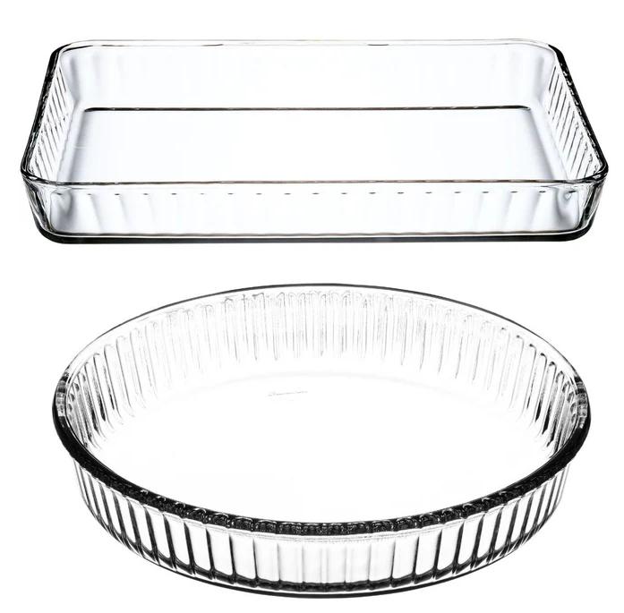 Borcam Rectangular Oven Dish & Round Oven Dish Set