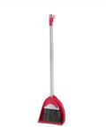 Broom and dustpan with a long handle.