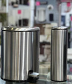 silver stainless steel basket and brush set