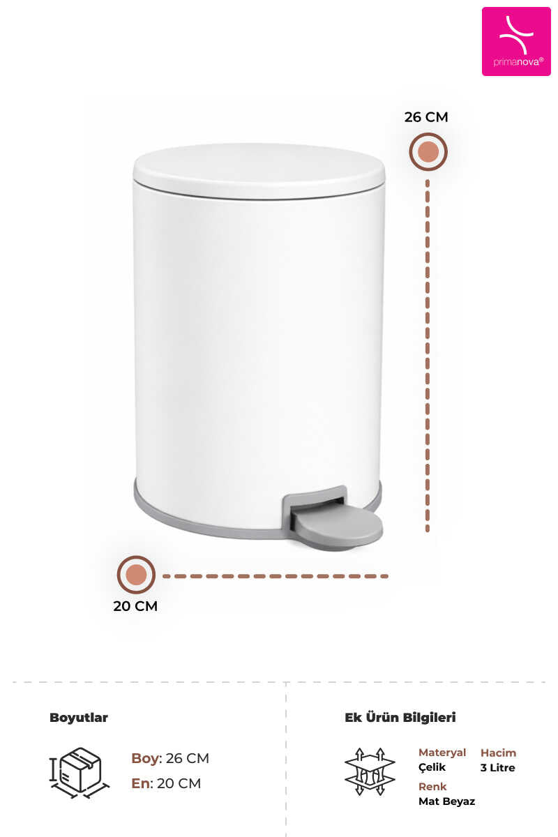 Cigo 3 LT Bathroom Kitchen Office Stainless Steel Trash  Can - Beige