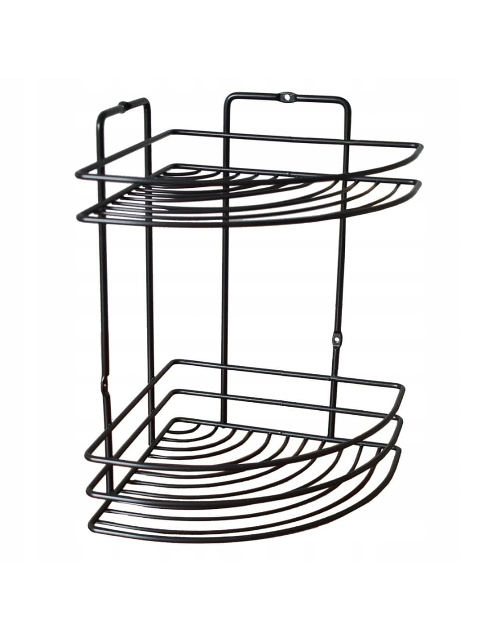BLACK CORNER BATHROOM SHELF 2 LEVELS OF WIRE