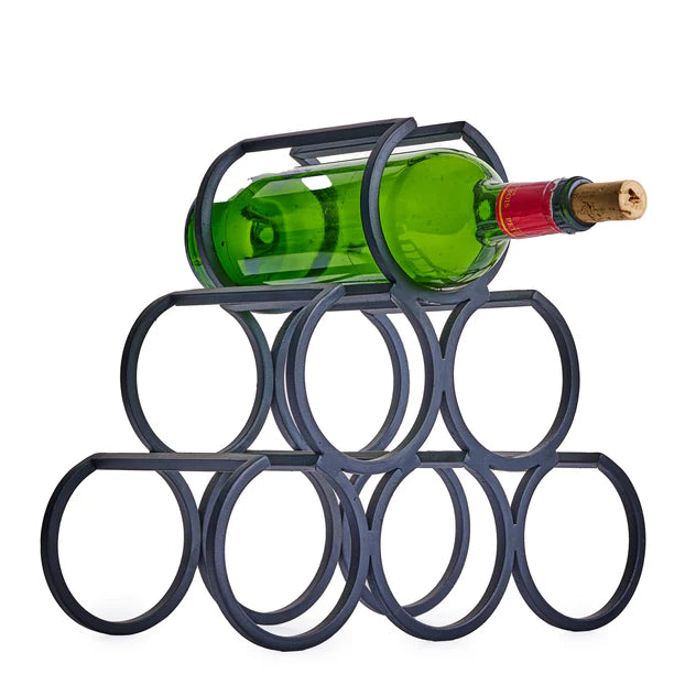 Mio Mazag Black Hammered Stainless Wine Bottle Holder - H32xL29cm