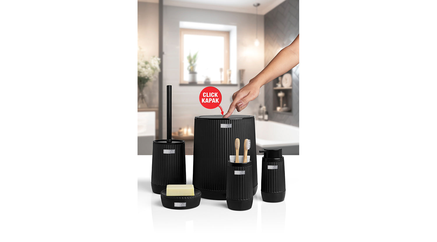 Nida 5-Piece Bathroom Set / black