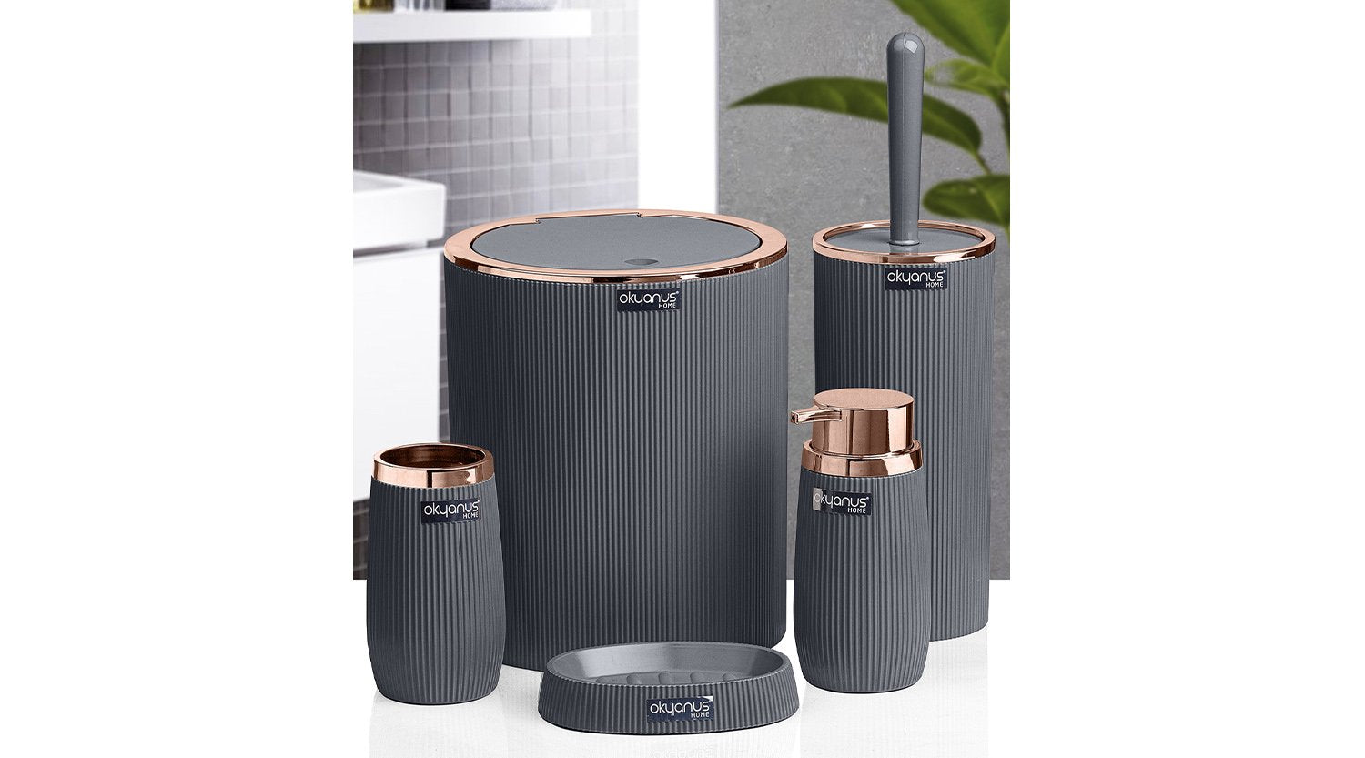 Gray bathroom set 5 pieces