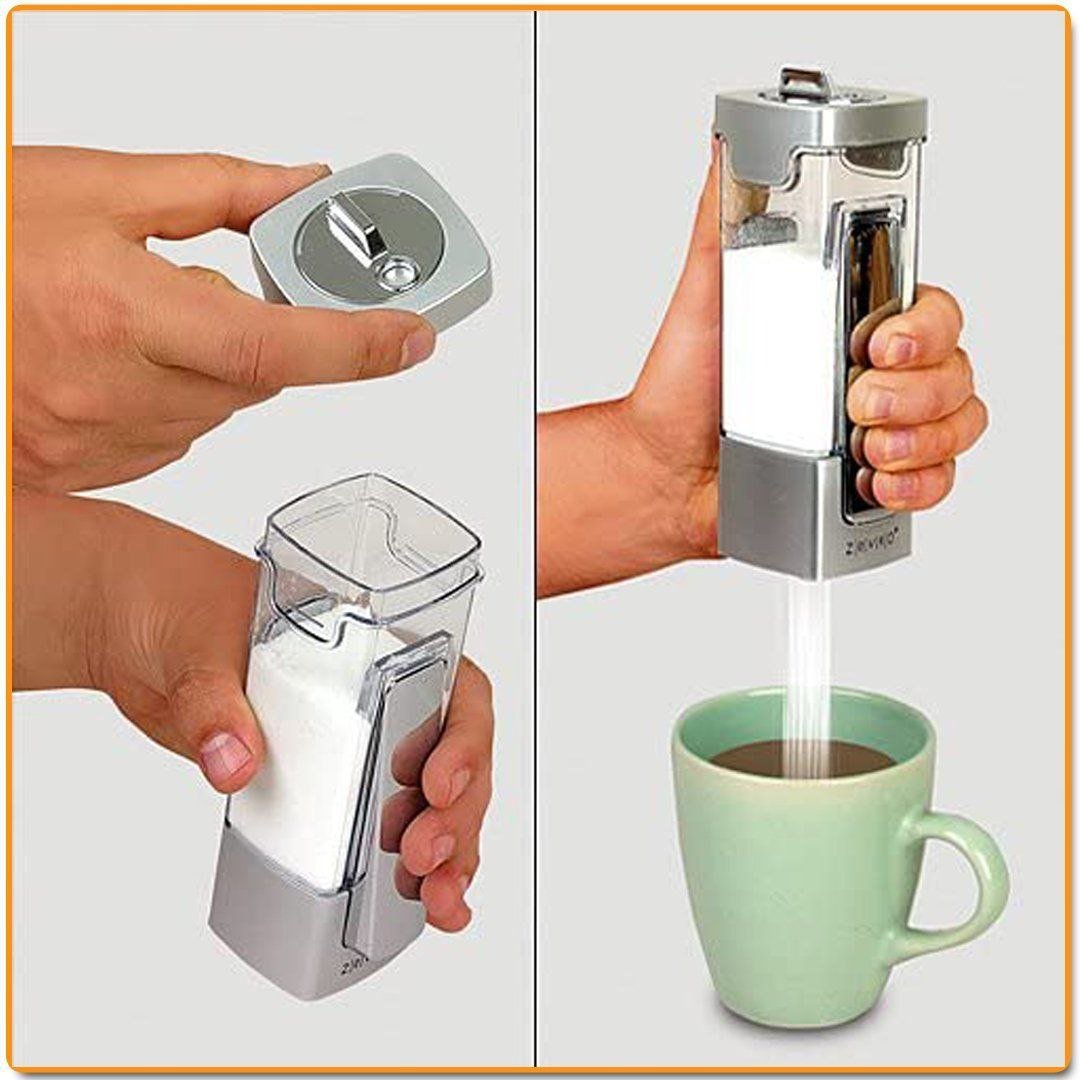 Dispenser for sugar, salt and spices determines the quantity