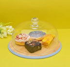 Wood grain base, glass cover