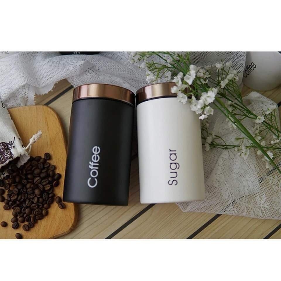 3-piece metal jar set white