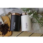 3-piece metal jar set white