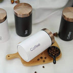 3-piece metal jar set white