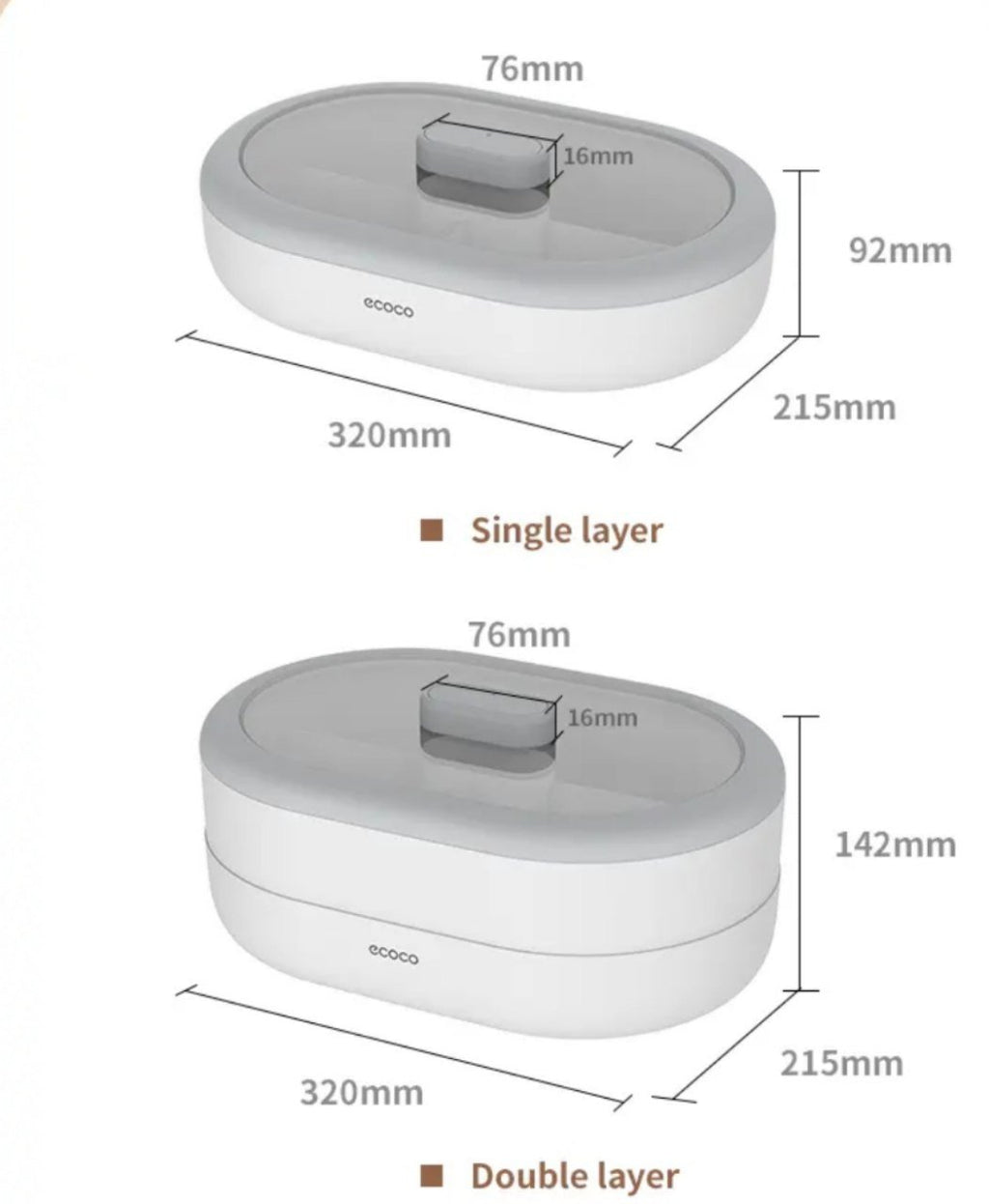 Ecoco snack plate divided into 2 layers