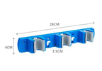 Cleaner mop and broom holder, 26 cm, blue plastic - K19001
